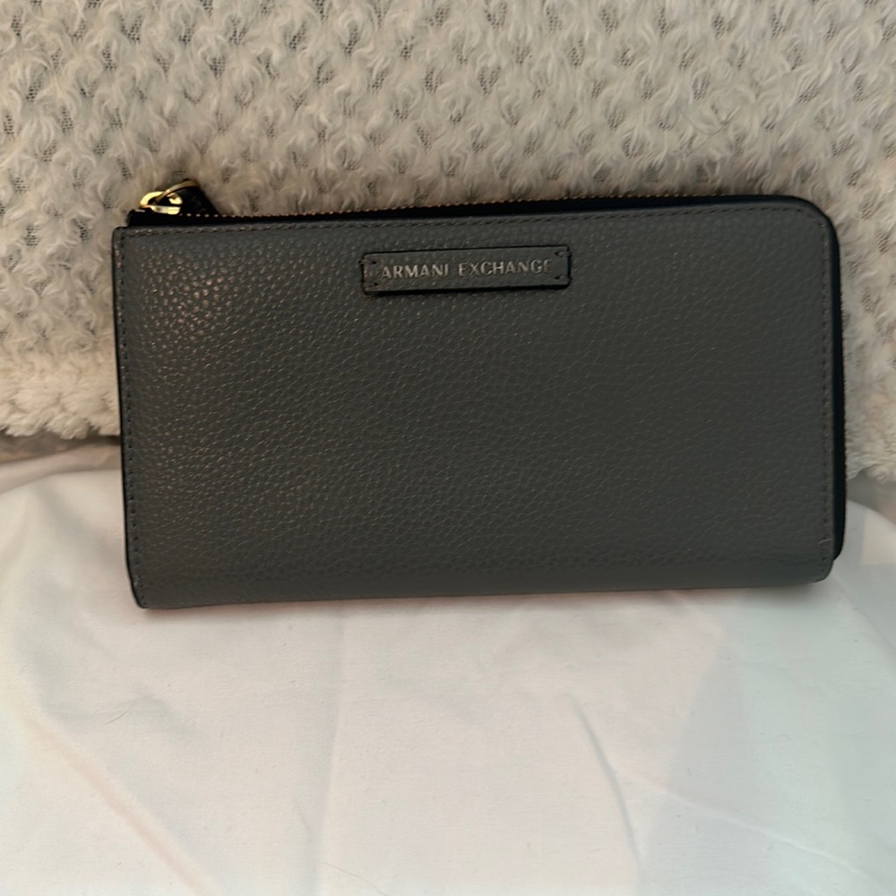 Armani exchange patent leather 3/4 rectangular zip